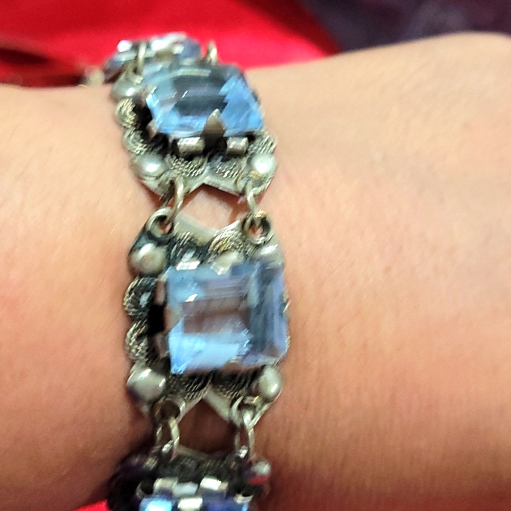 Antique topaz silver bracelet Vintage from the 1930s